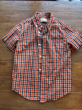 Crewcuts Orange and Blue Plaid Short-Sleeve Button-Down Shirt